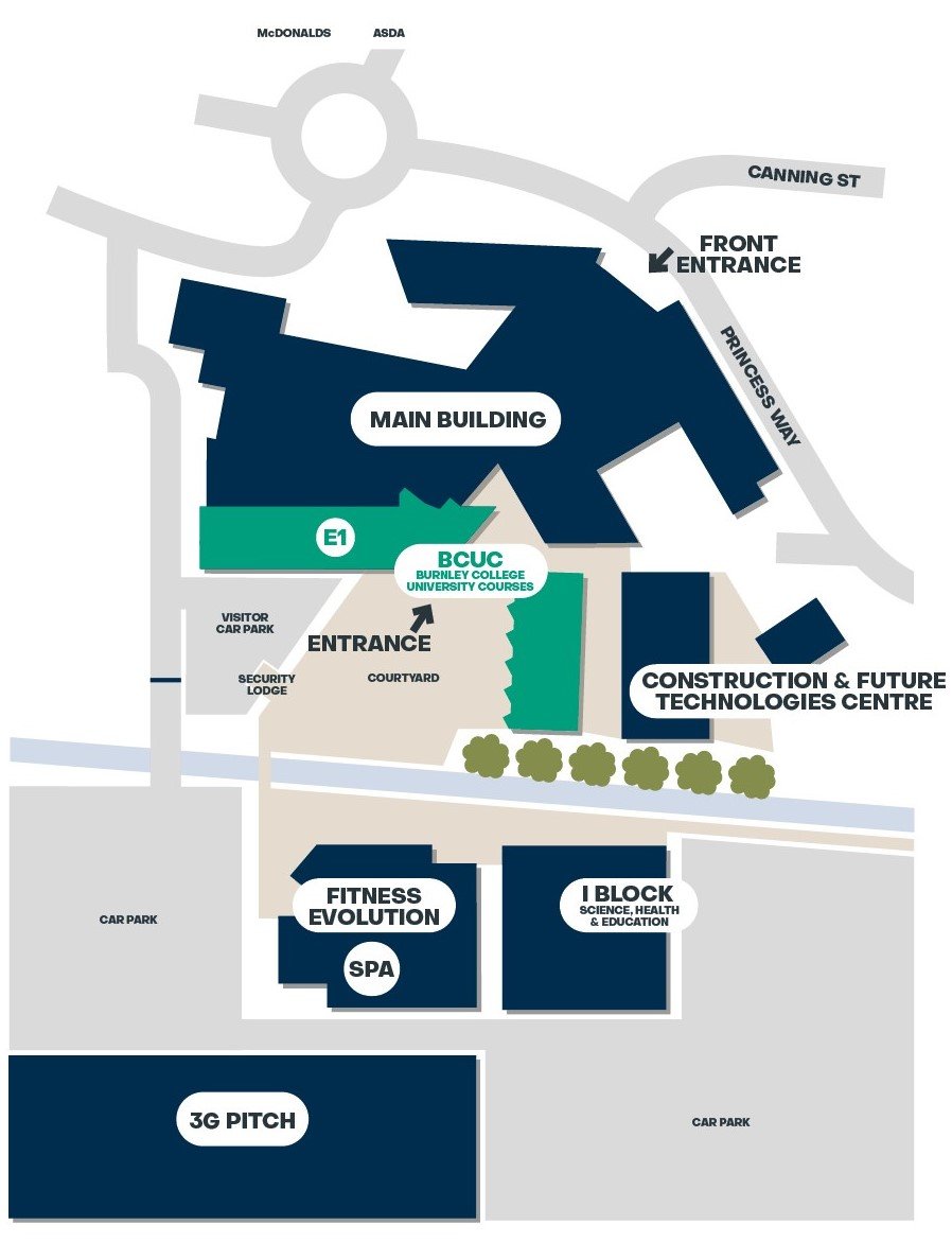 Burnley College campus map